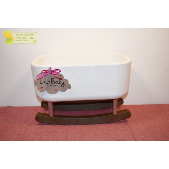 LullaBaby Doll Bassinet Rocking Cradle Accessory Speckled White - Picture 1 of 8